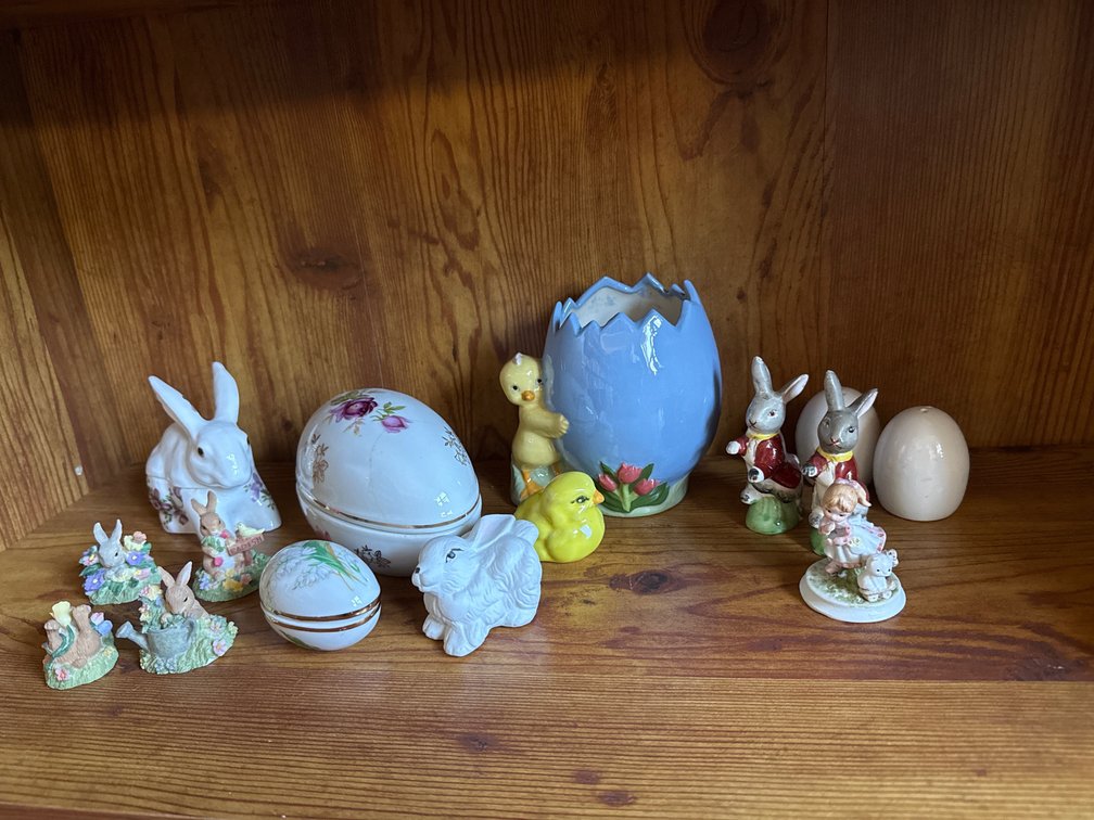 Ceramic and Porcelain Spring Figurines and Trinket Boxes