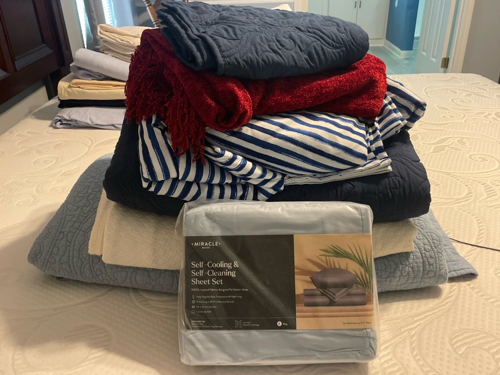 Bedding, Quilted Coverlets, King Sheet Set, and Blankets