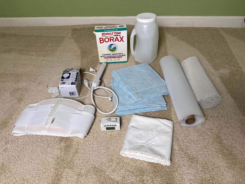 Borax, Power Strip, Timer, Linens, and Household Goods