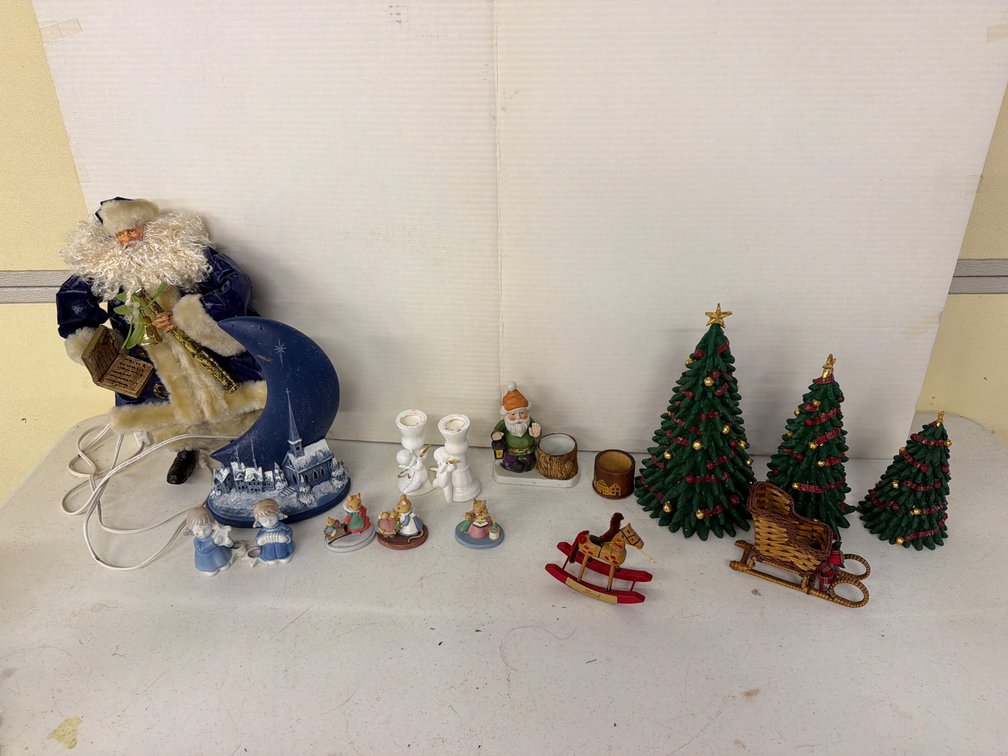 Christmas Figurines, Santa Claus Figure, and Tabletop Decor