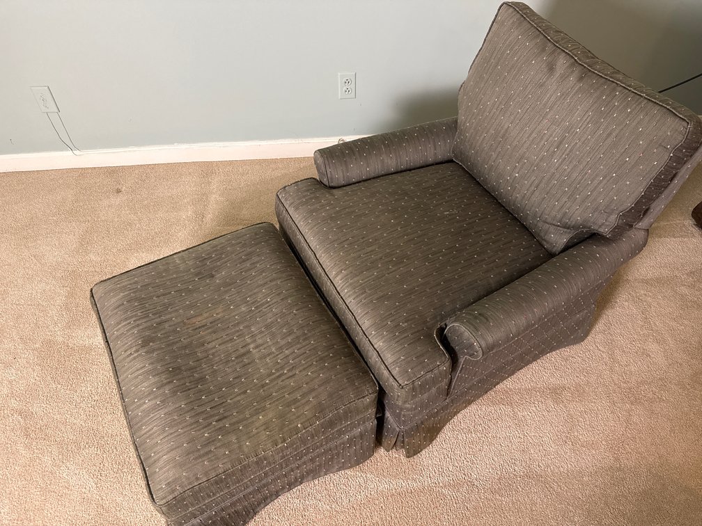 Upholstered Armchair and Matching Ottoman
