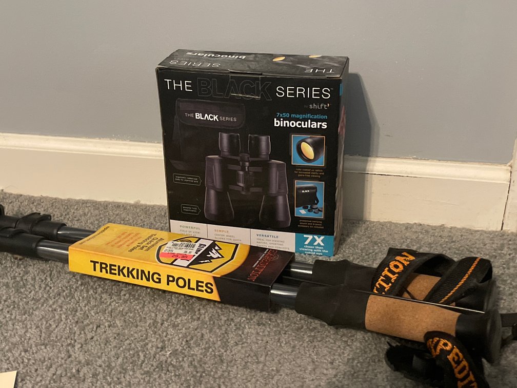 7x50 Binoculars and Aluminum Trekking Poles
