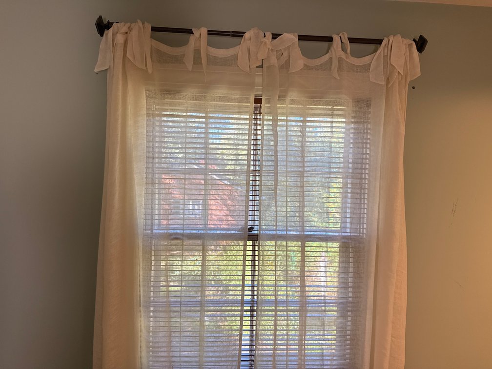 Two Sets of 84-Inch Sheer Tie-Top Curtains with Rod