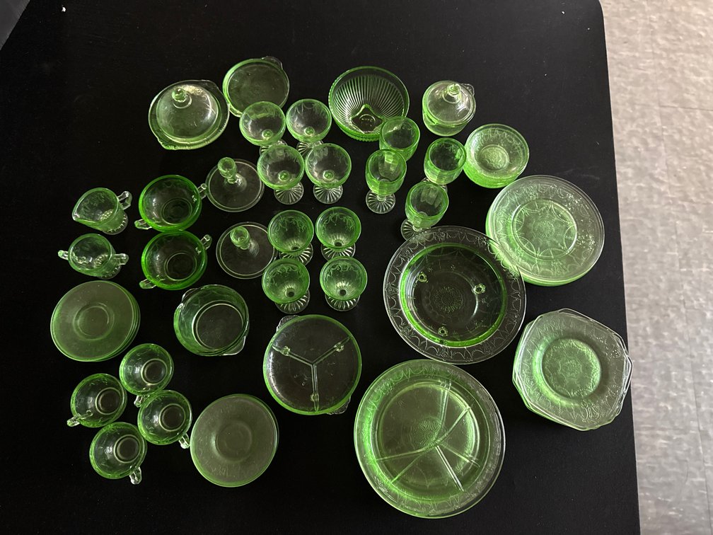 Green Depression Glass Tea Party Set