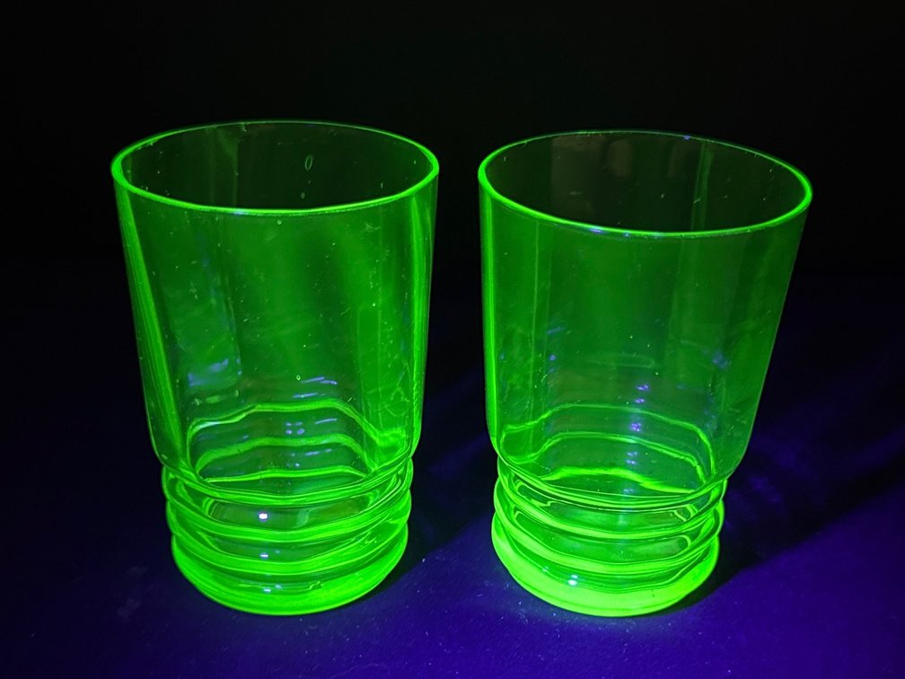 Green Uranium Glass Tumblers