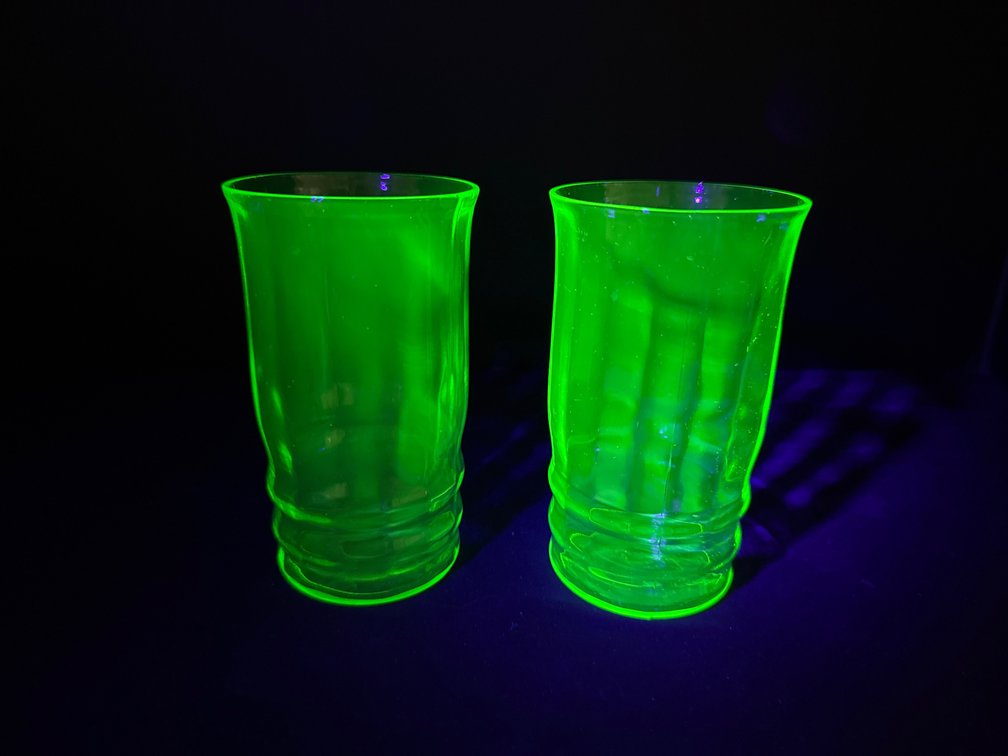 Green Uranium Glass Tumblers