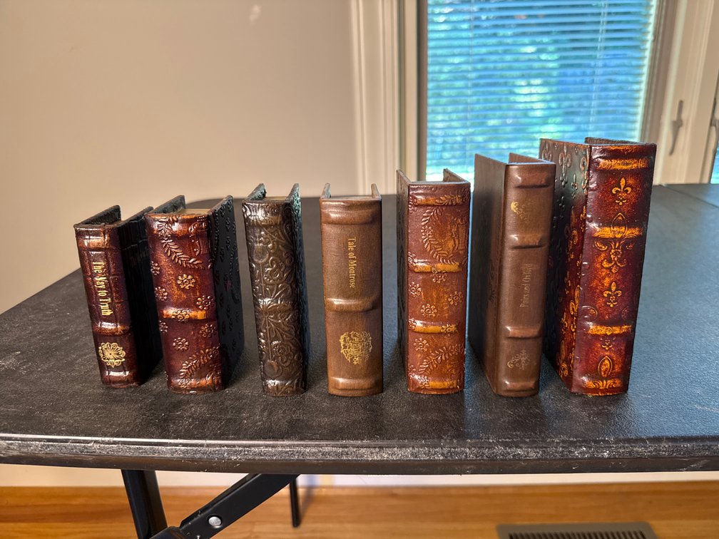 Graduated Faux-Leather Book-Shaped Boxes, Set of 7