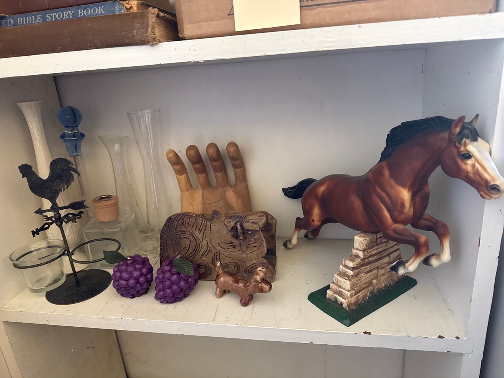 Model Horse Figurine, Glassware, and Tabletop Decor