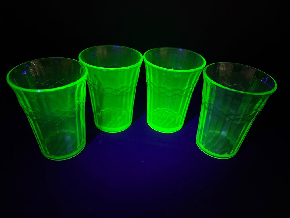 Green Uranium Pressed Glass Tumblers