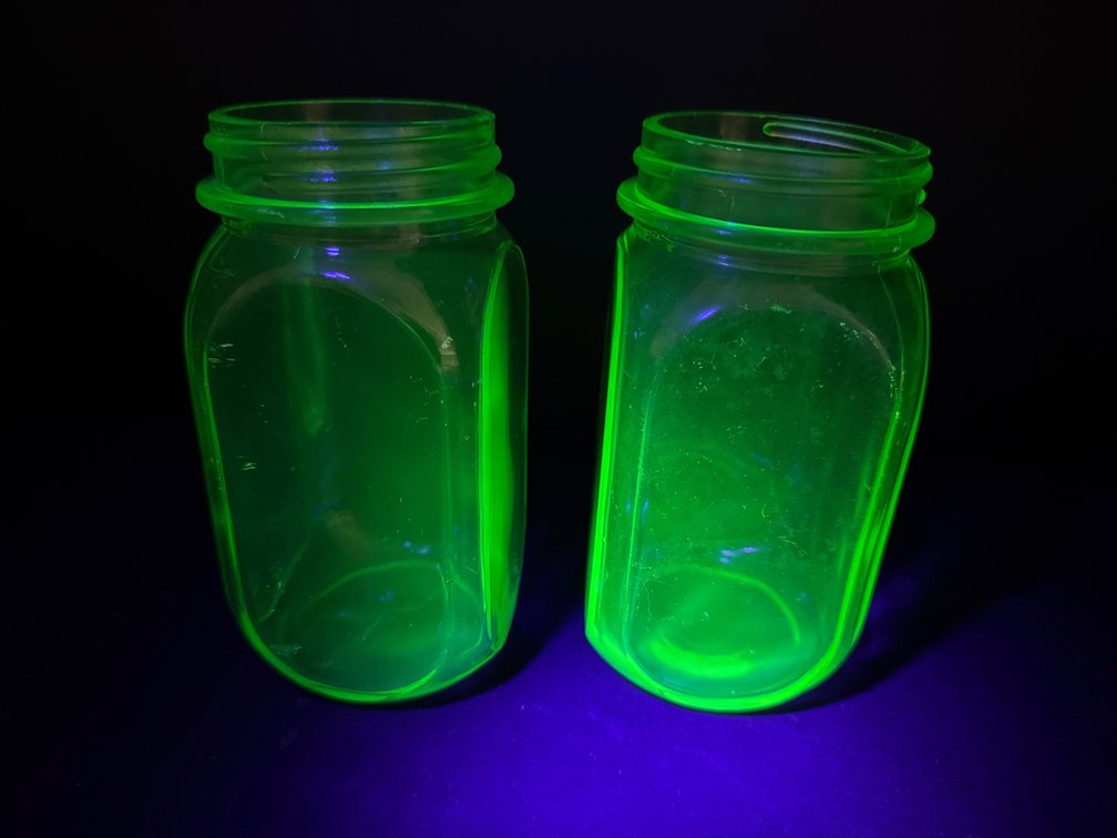 Green Uranium Glass Jars