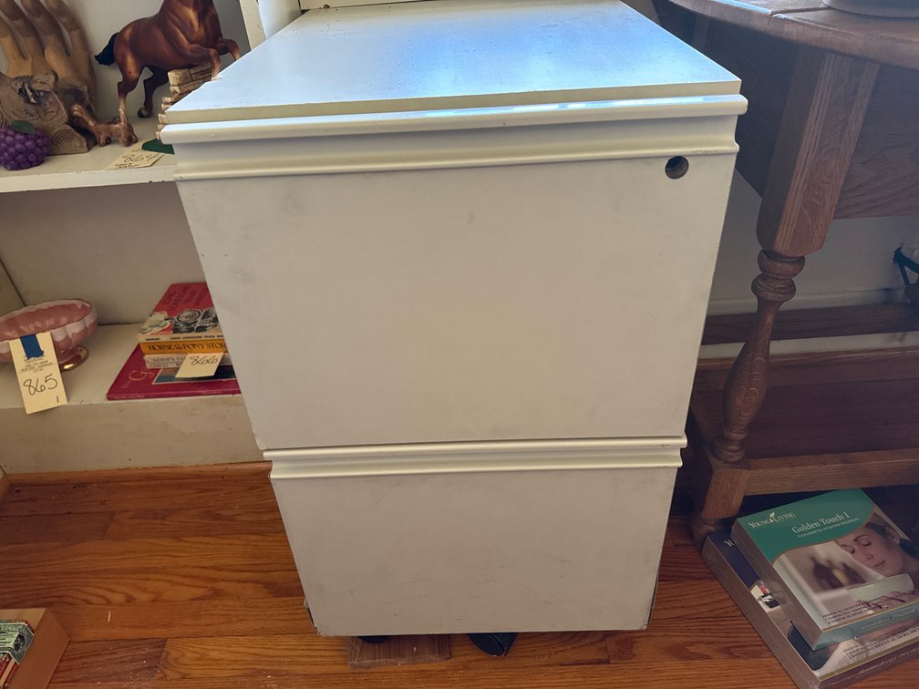 White Two-Drawer Mobile Filing Cabinet on Casters