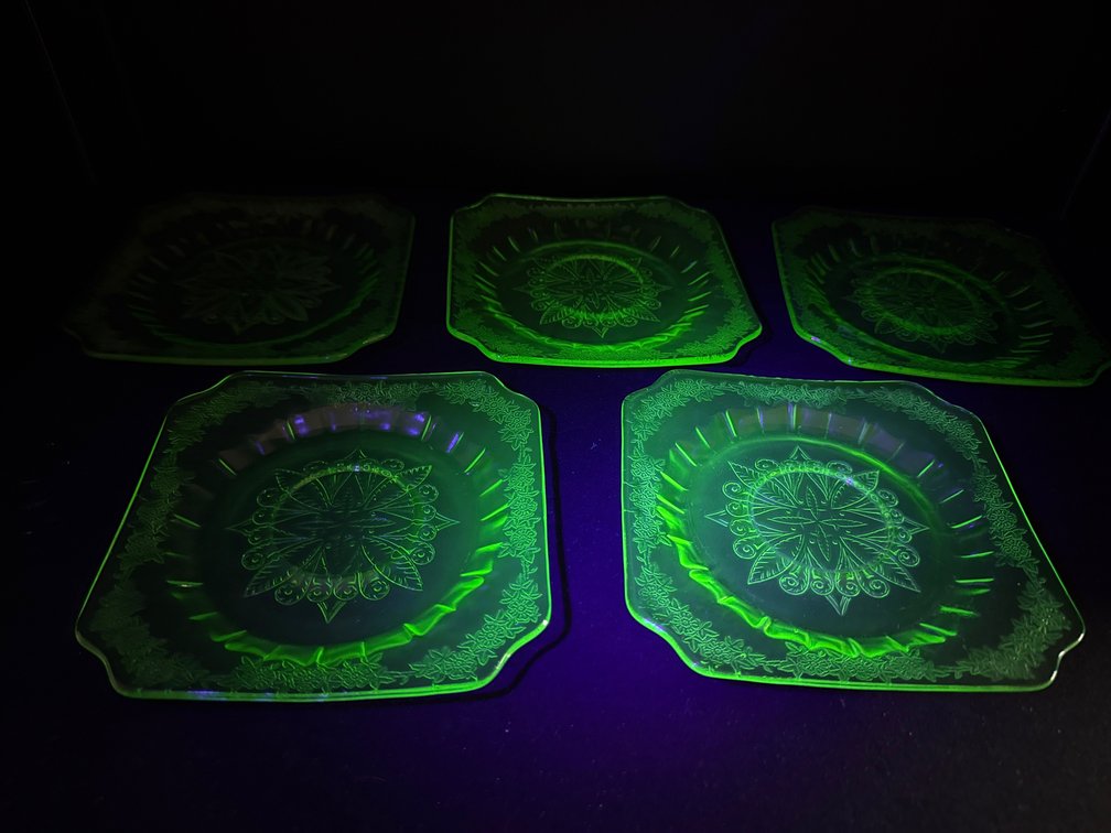 Green Uranium Pressed Glass Plates