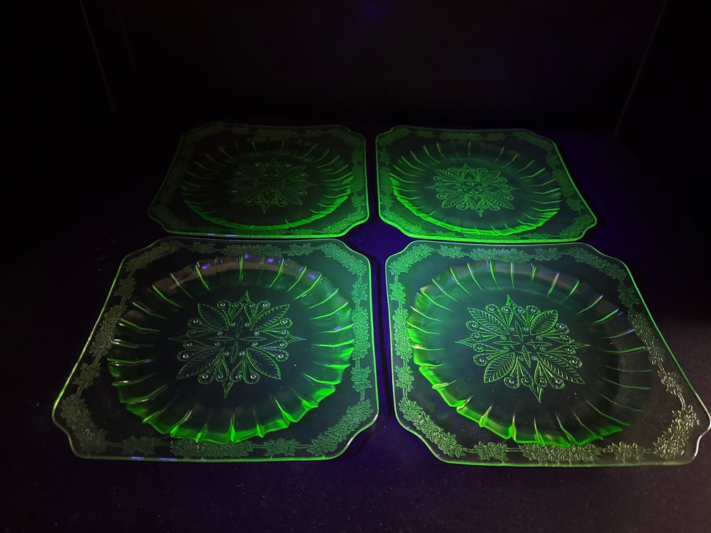 Green Uranium Pressed Glass Plates