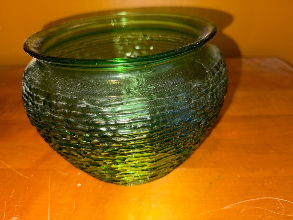 National Portland Cement Co. Green Pressed Glass Bowl