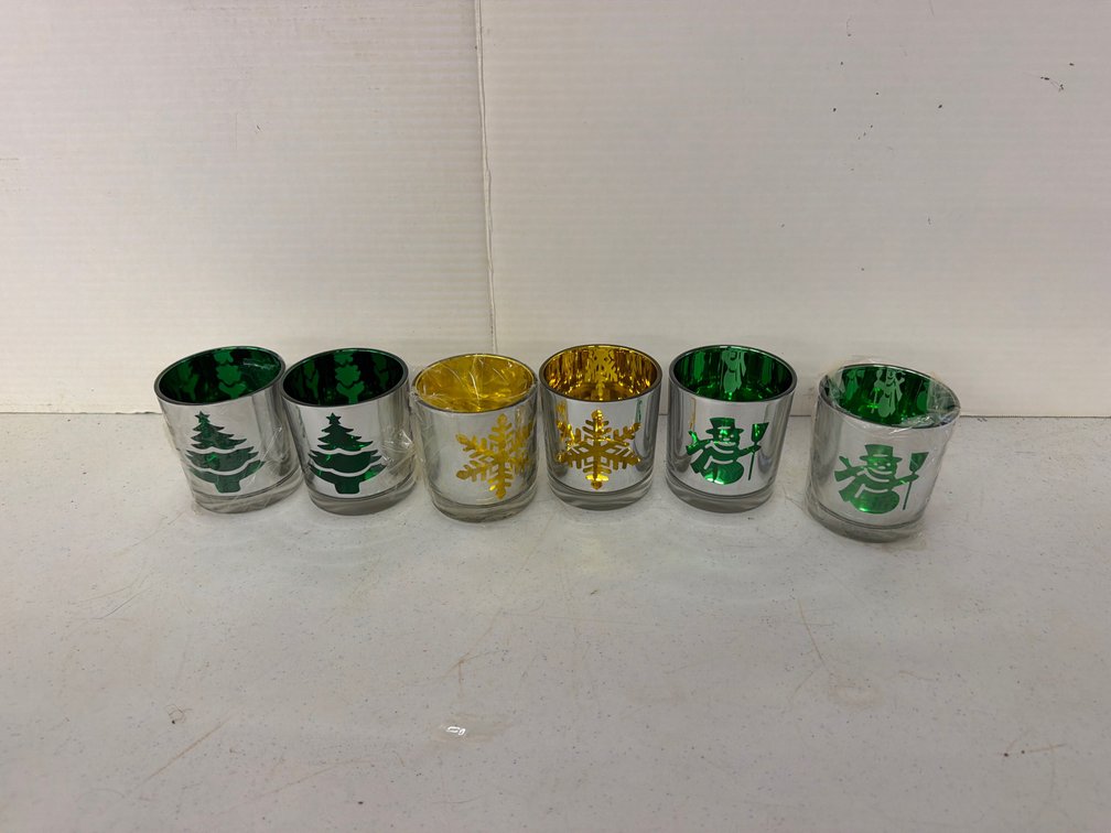 Silver Mirrored Glass Holiday Votive Candle Holders