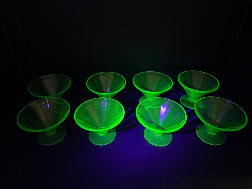 Green Uranium Glass Dessert Dishes