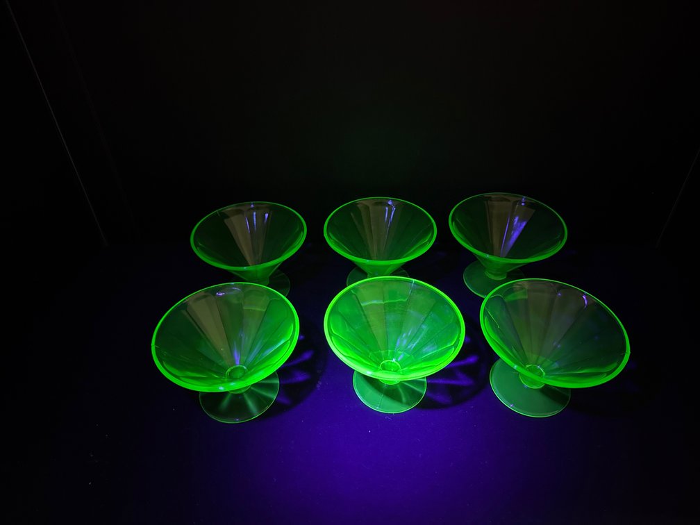 Green Uranium Glass Sherbet Cups
