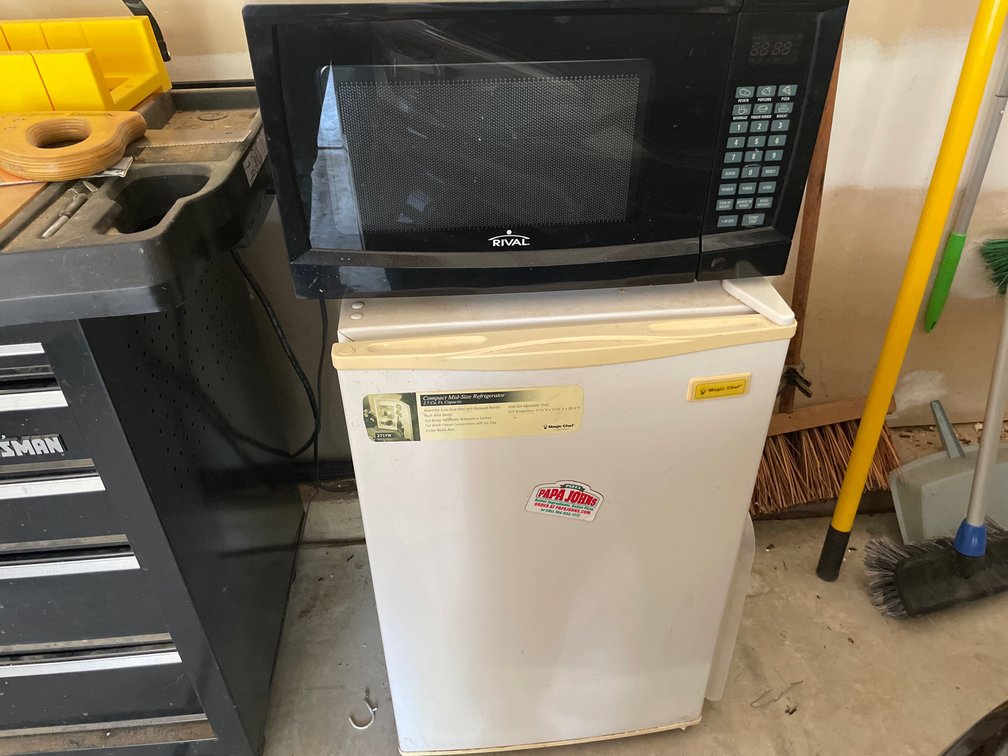 Countertop Microwave and Compact Refrigerator