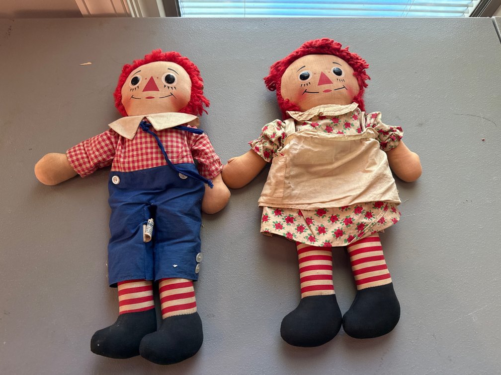 Knickerbocker Raggedy Ann and Andy Cloth Dolls