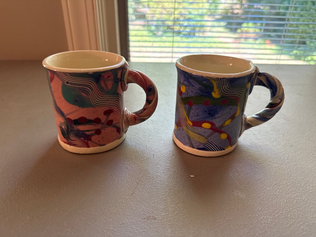 Ceramic Art Pottery Mugs with Twisted Handles