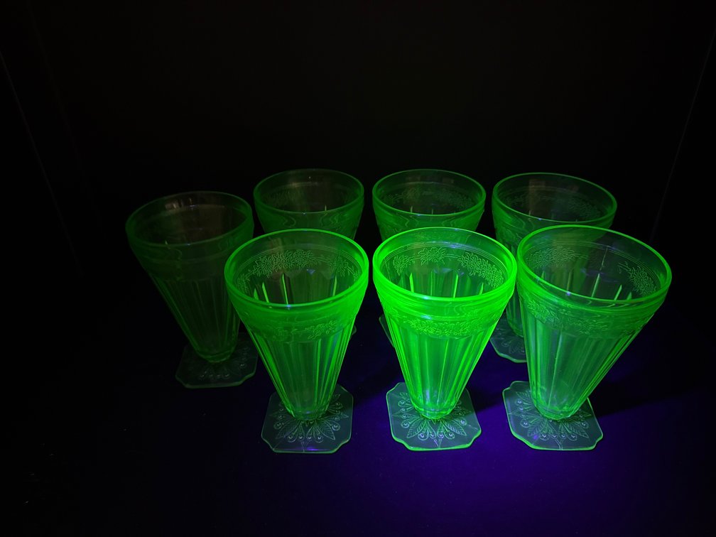 Green Uranium Pressed Glass Tumblers