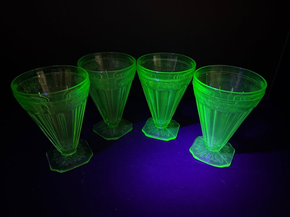 Green Uranium Pressed Glass Tumblers