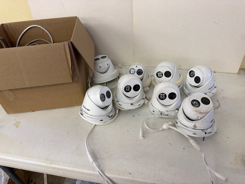 Turret Security Cameras, Mounting Hardware, and Network Cables
