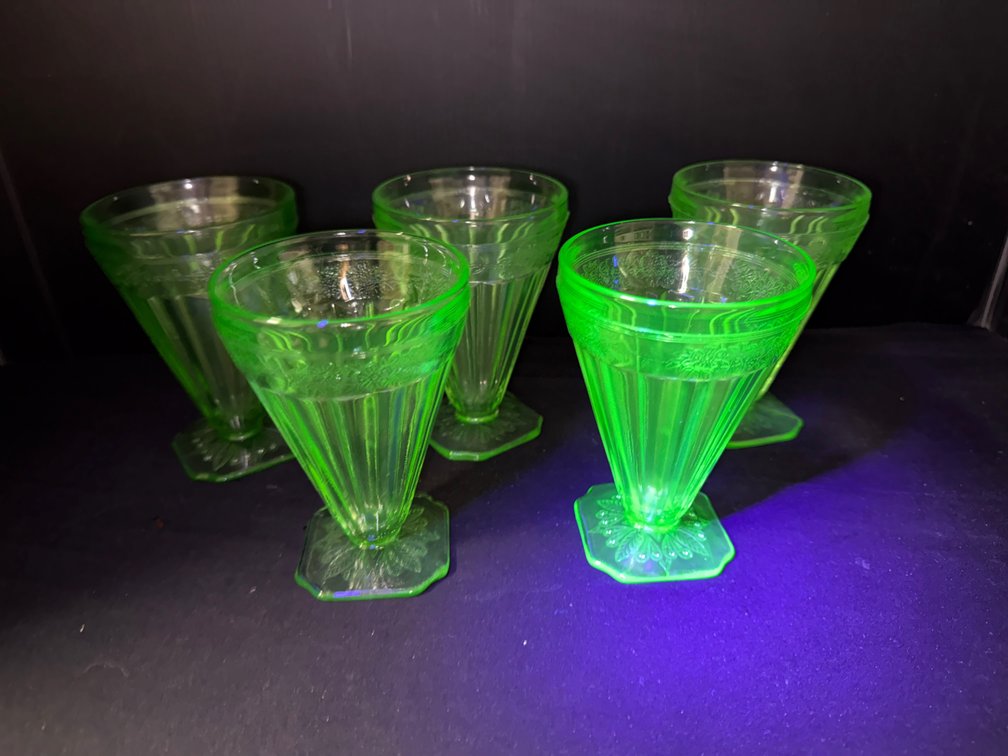 Green Uranium Glass Dessert Dishes