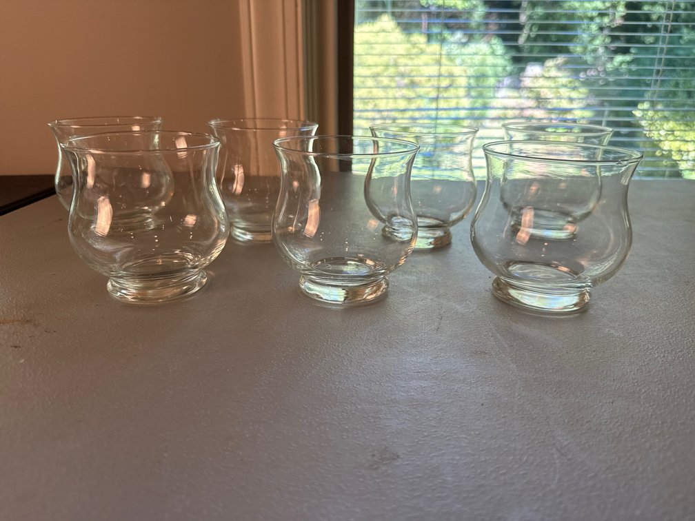 Clear Glass Footed Tumblers with Flared Rims