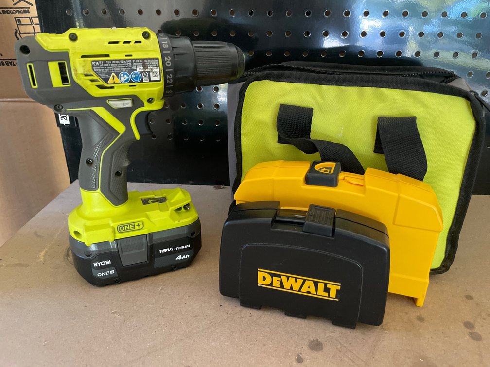 Cordless Drill with 18V Battery, Tool Bag, and Bit Sets