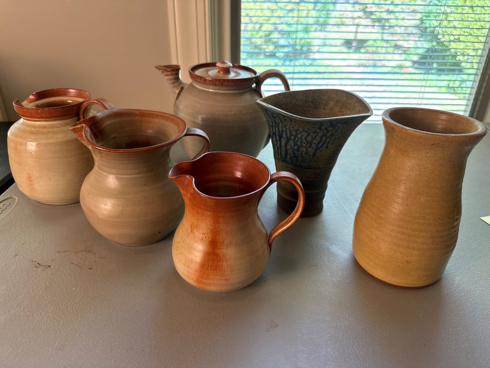 Stoneware Studio Pottery Teapot, Pitchers, and Vases