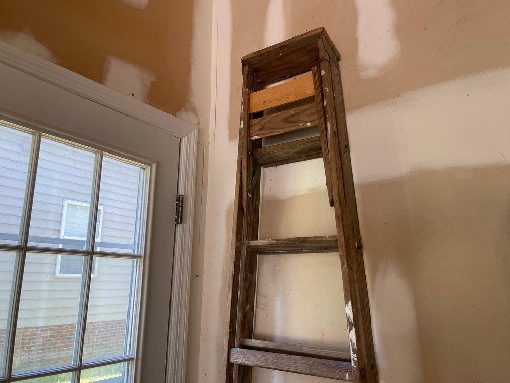 Wood Folding Stepladder with Metal Hardware