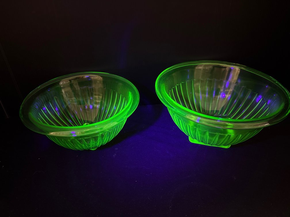 Green Uranium Pressed Glass Bowls