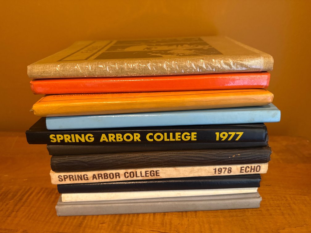 Ten Hardcover School and College Yearbooks