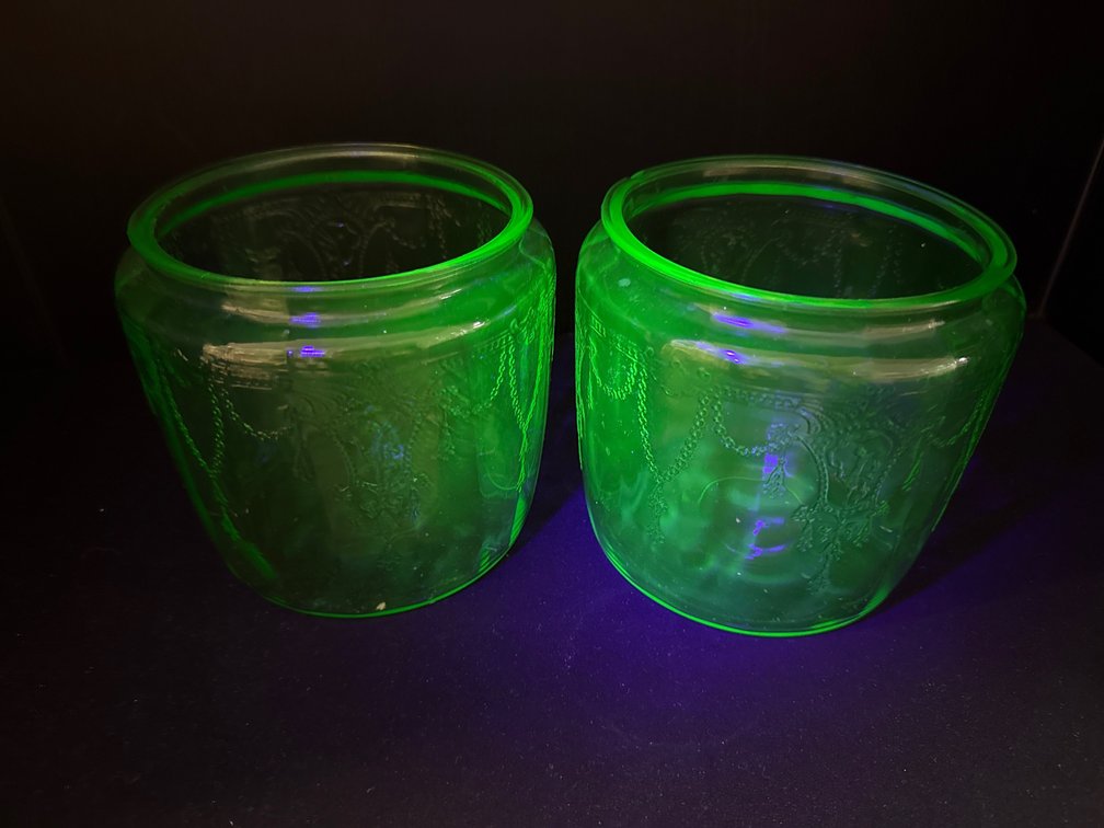 Green Uranium Depression Glass Canisters