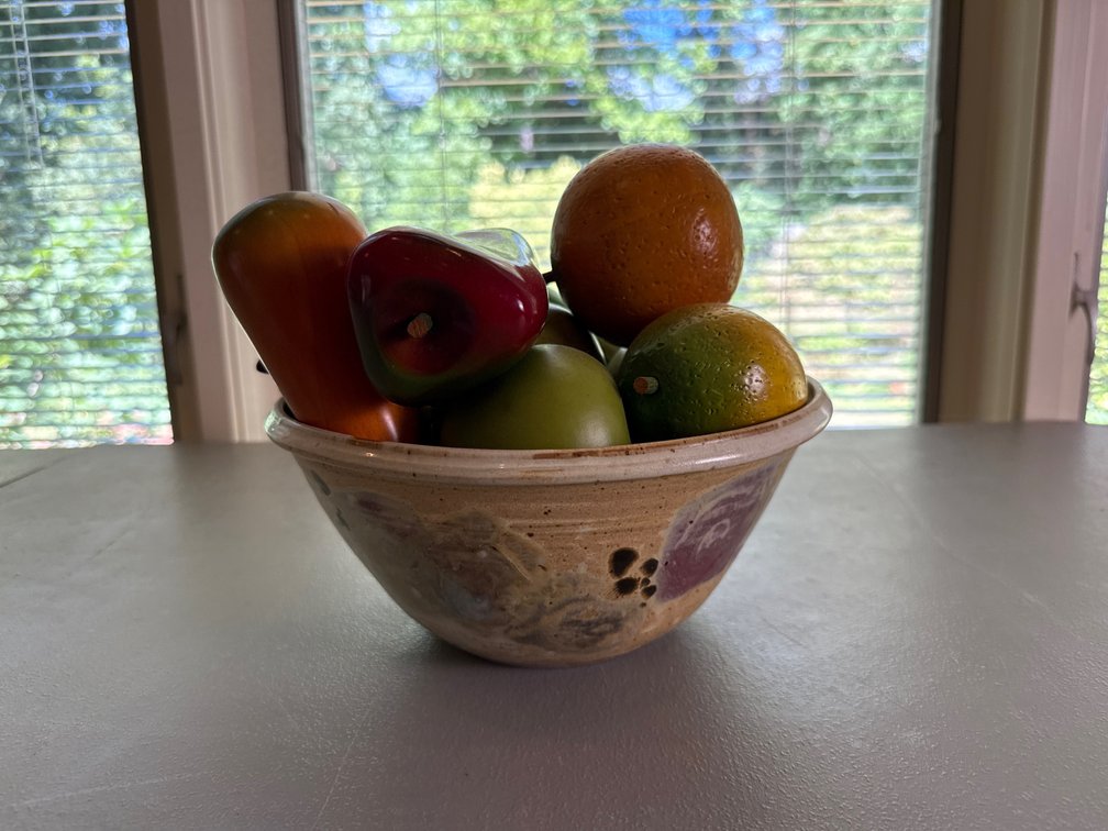 Ceramic Bowl with Decorative Artificial Fruit and Vegetables