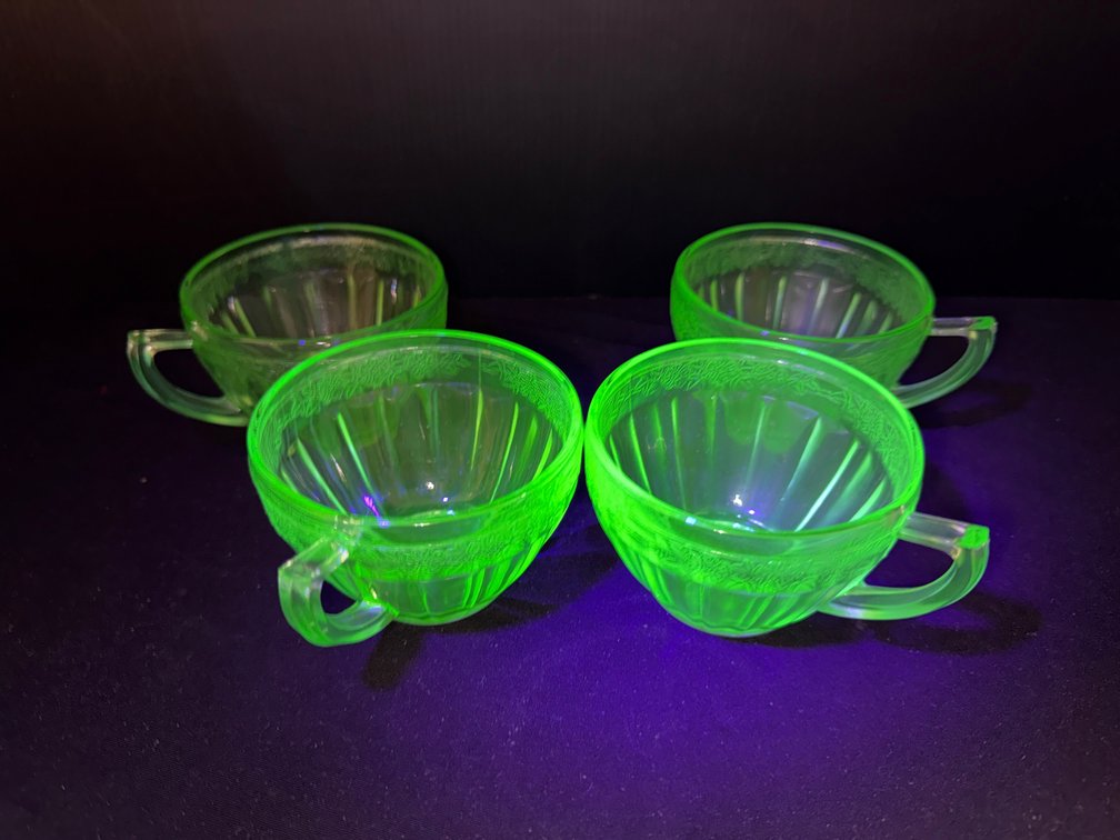 Green Uranium Depression Glass Cups