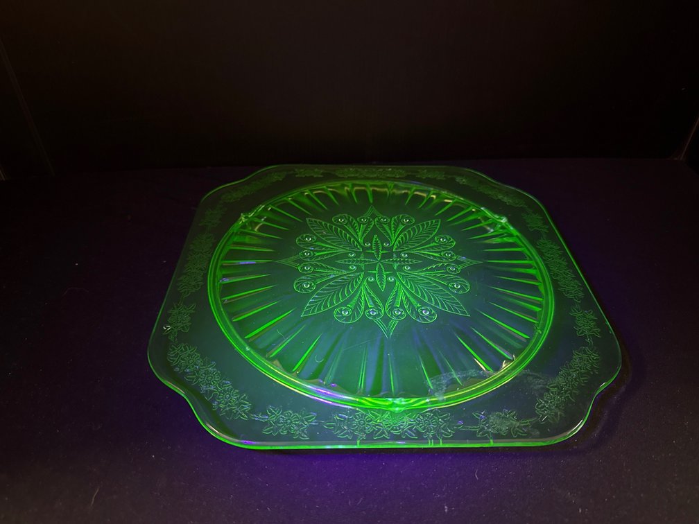 Green Uranium Pressed Glass Platter