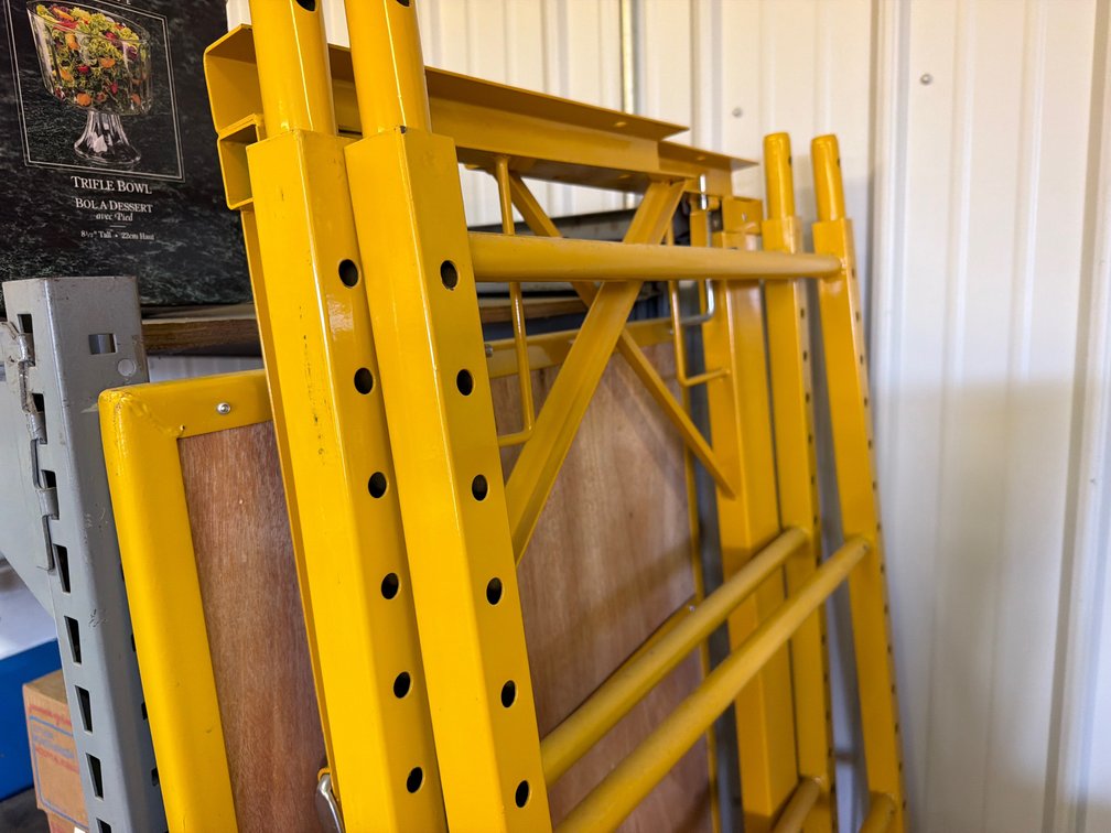 Yellow Steel Mobile Utility Scaffold with Wood Deck