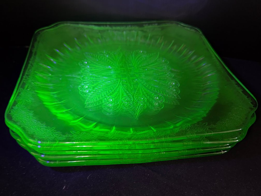 Green Depression Uranium Glass Plates