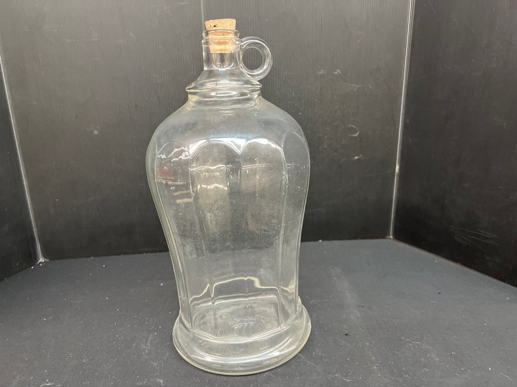 Clear Paneled Glass Jug with Finger Loop Handle