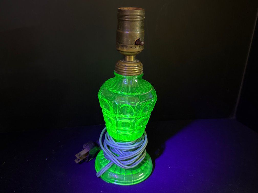 Green Pressed Glass Lamp