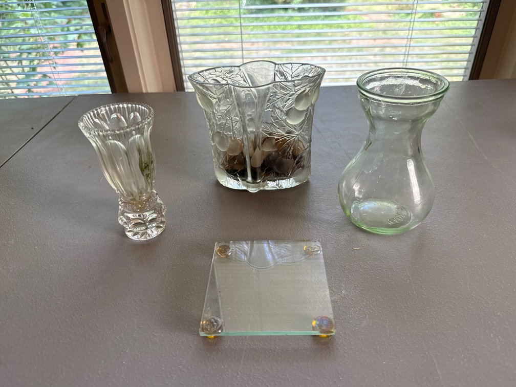 Clear and Tinted Glass Vases and Footed Glass Stand