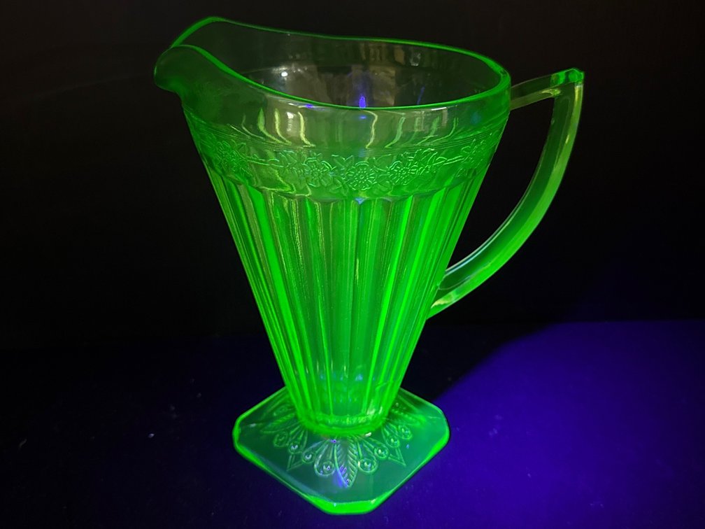 Green Uranium Glass Pitcher