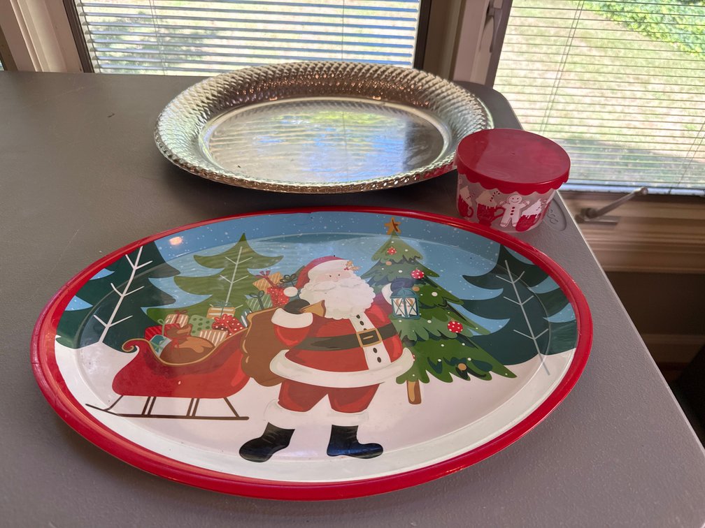 Holiday Serving Platters and Lidded Container