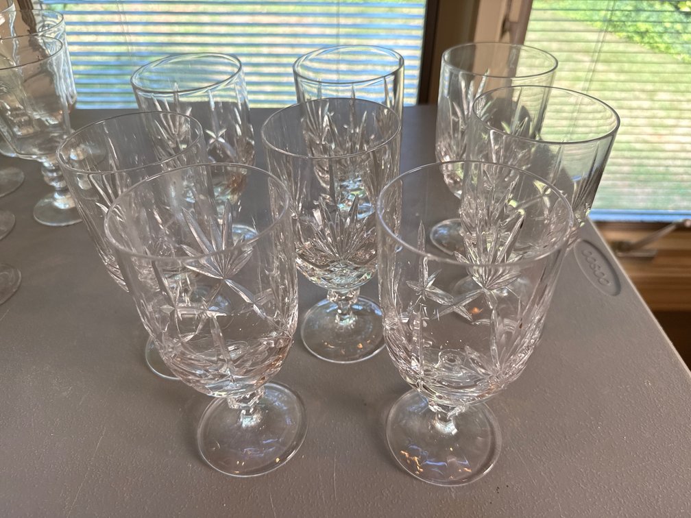 Cut Crystal Footed Goblets and Glasses