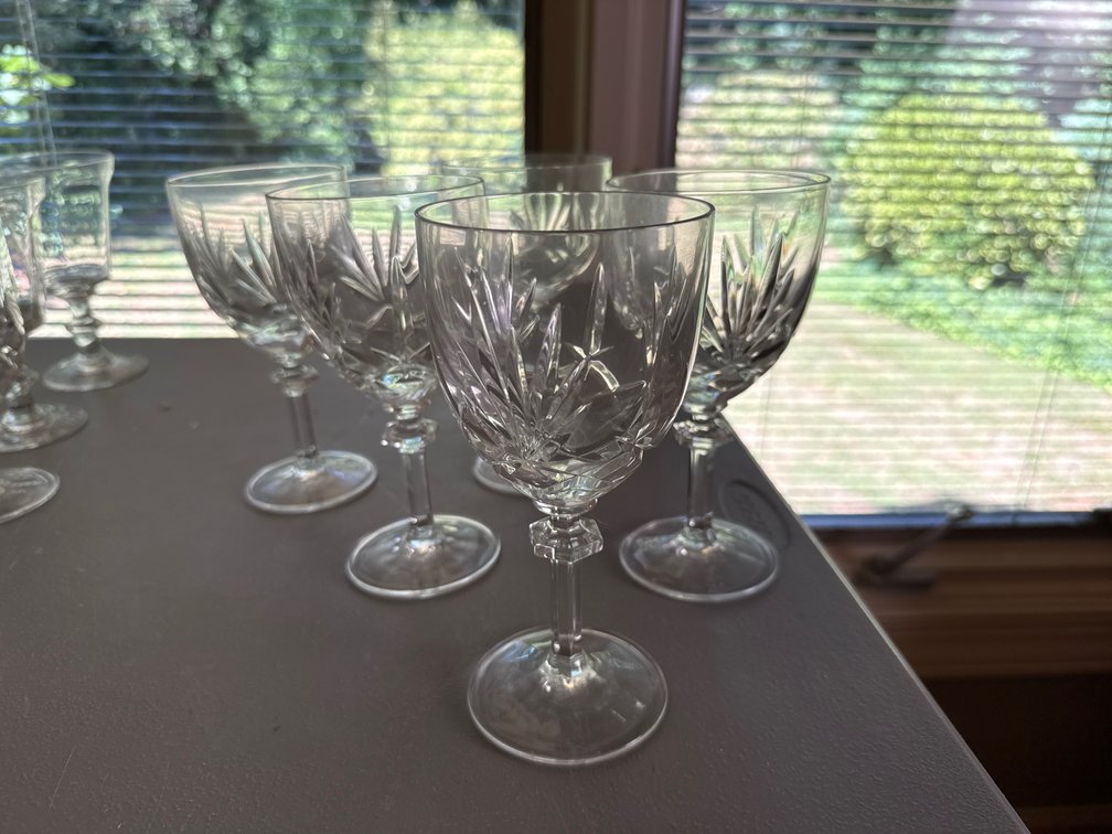 Cut Crystal Stemmed Wine Glasses