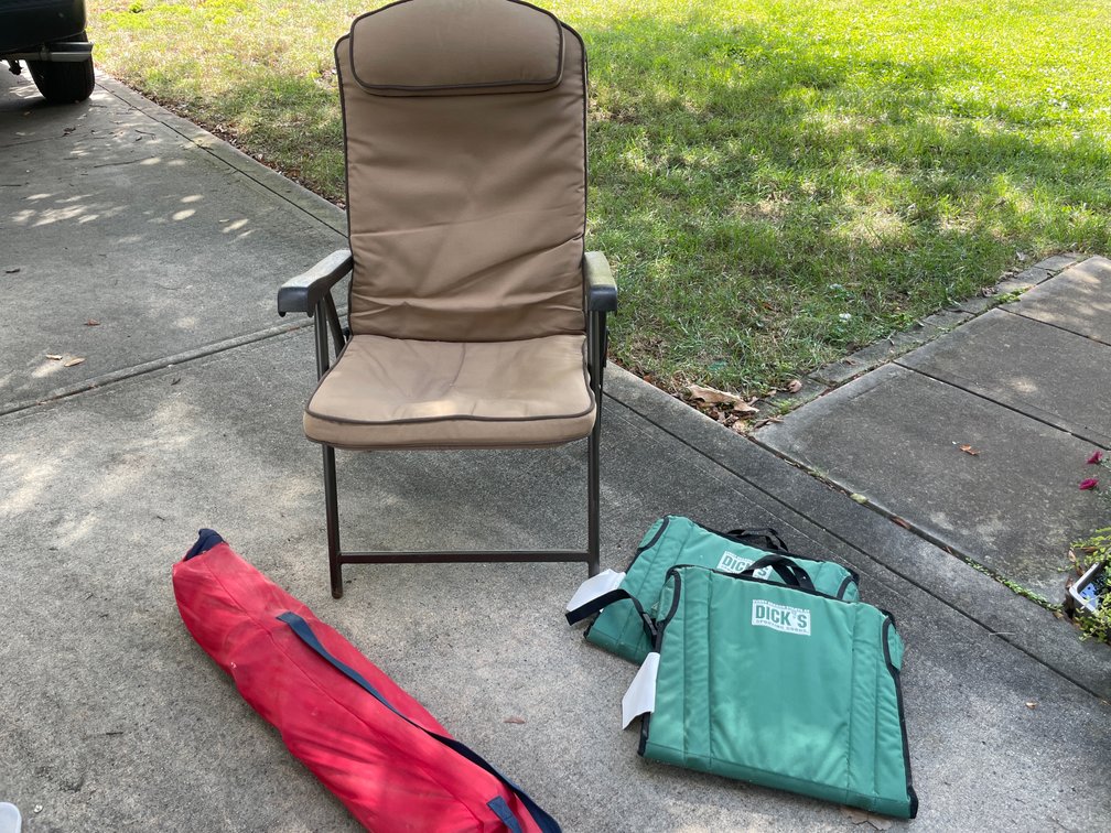 Padded Folding Lawn Chair, Stadium Cushions, and Camp Chair