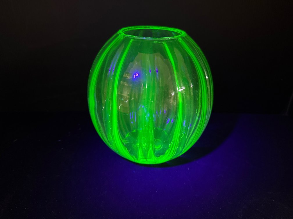 Green Uranium Glass Globe Vase