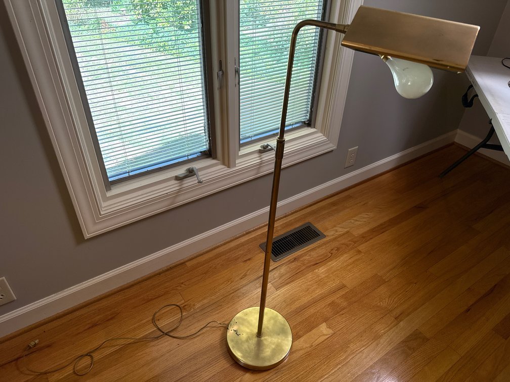 GE Brass-Toned Adjustable Floor Reading Lamp